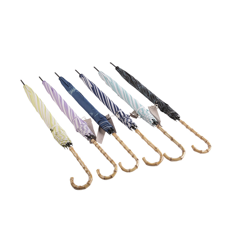 Youth Blue Stripes Pongee พร้อมร่มทรงตรงเคลือบ UV-0E6B0129