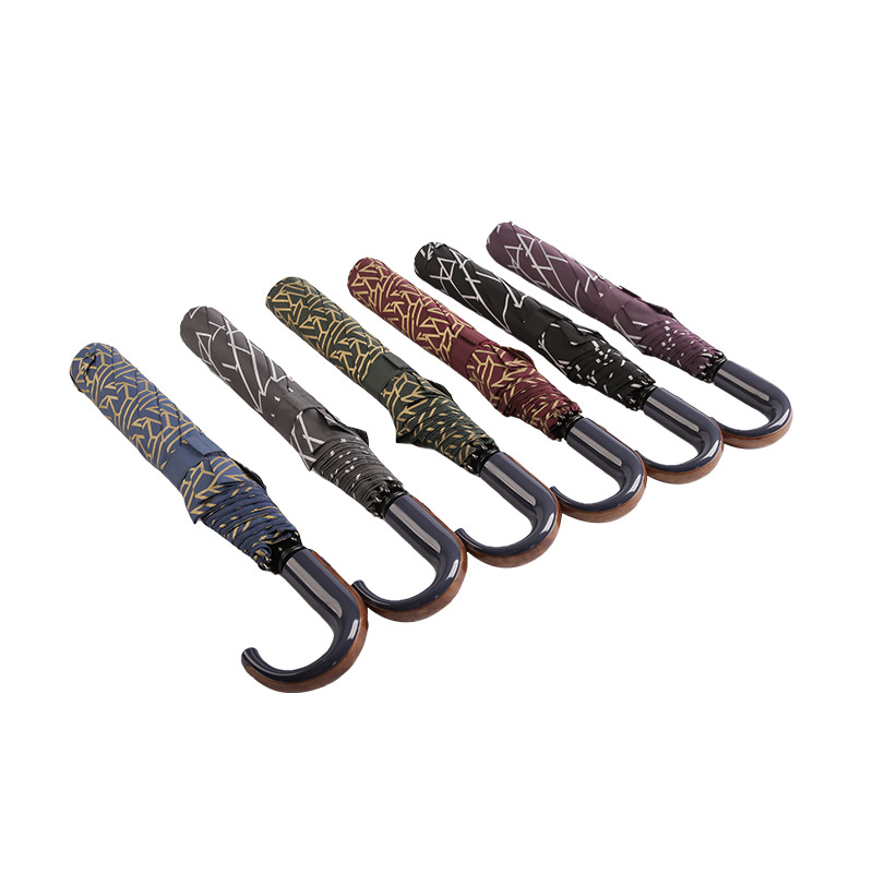 ลวดลายเรขาคณิต Pongee ร่มพับ 2 ตอน-0E6B0412