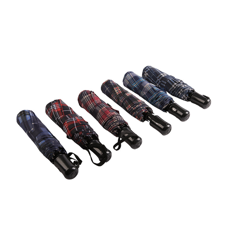 Striped Lattice Shrink Pongee ร่มพับสามตอน-0E6B0432