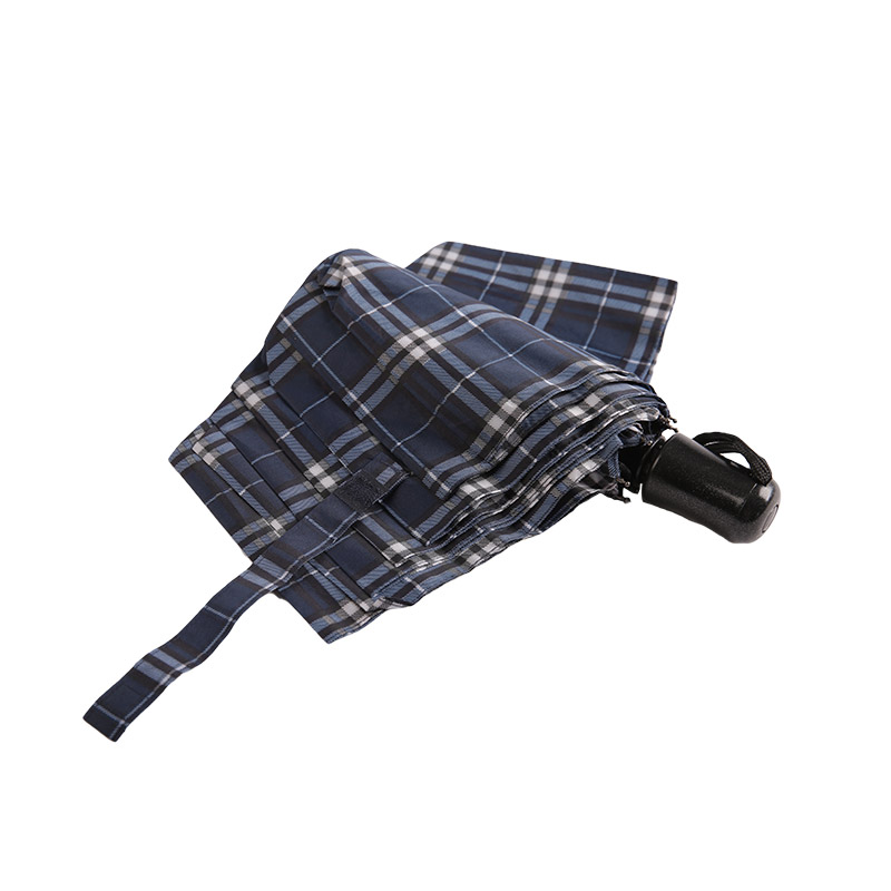 Striped Lattice Shrink Pongee ร่มพับสามตอน-0E6B0432