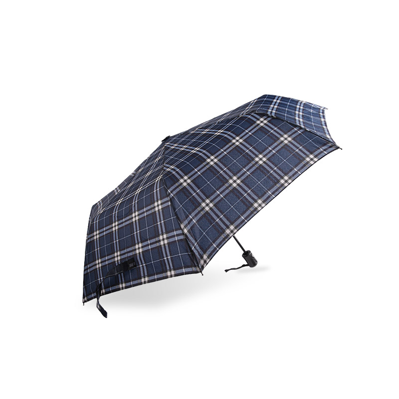 Striped Lattice Shrink Pongee ร่มพับสามตอน-0E6B0432