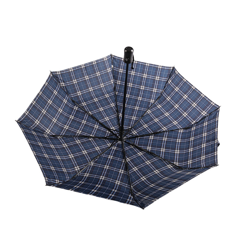 Striped Lattice Shrink Pongee ร่มพับสามตอน-0E6B0432