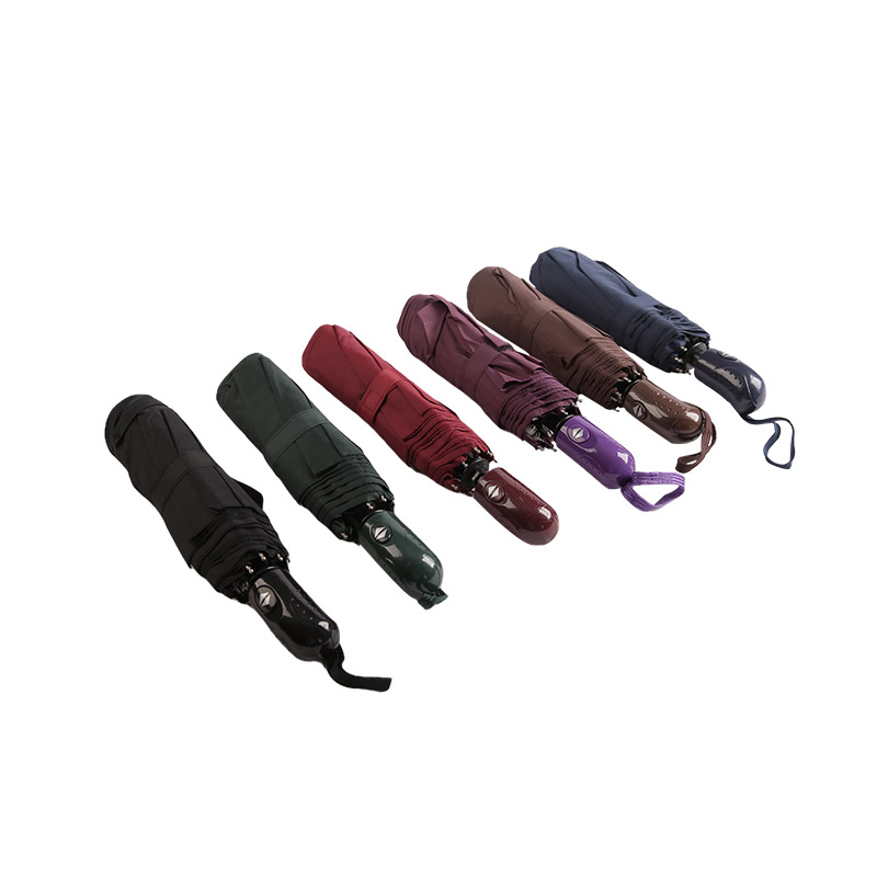 ร่มพับสามตอนกันฝน Pongee สีเข้ม-0E6B0491