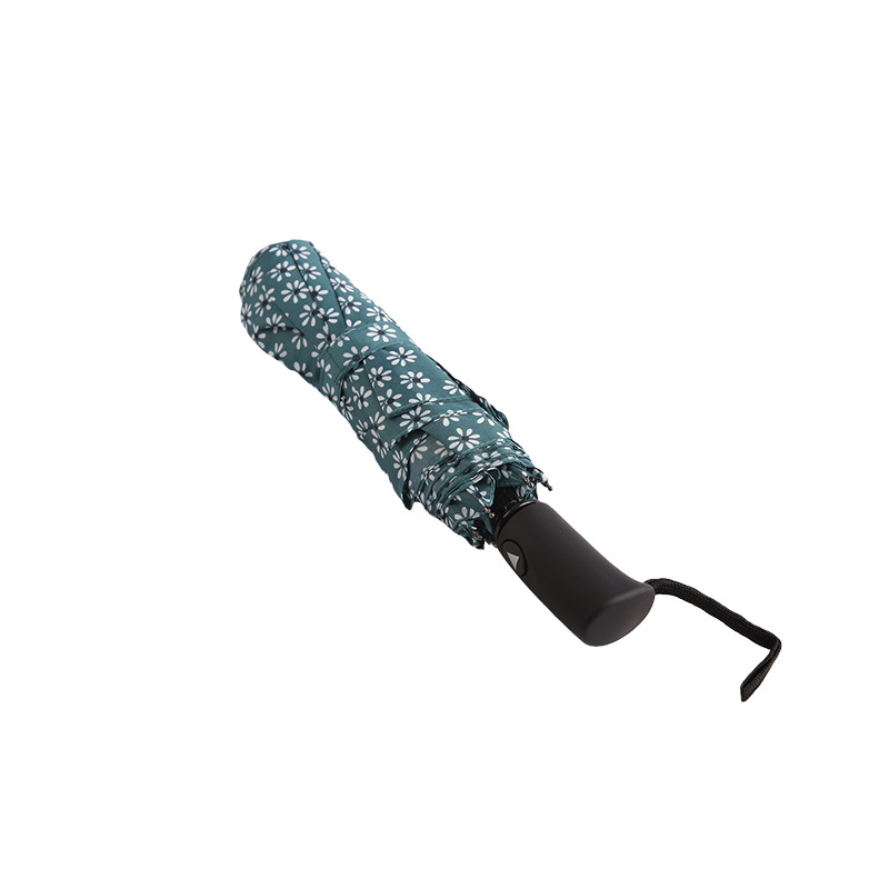 Green Fresh Floral Pongee ร่มพับ 3 ตอน-0E6B0512