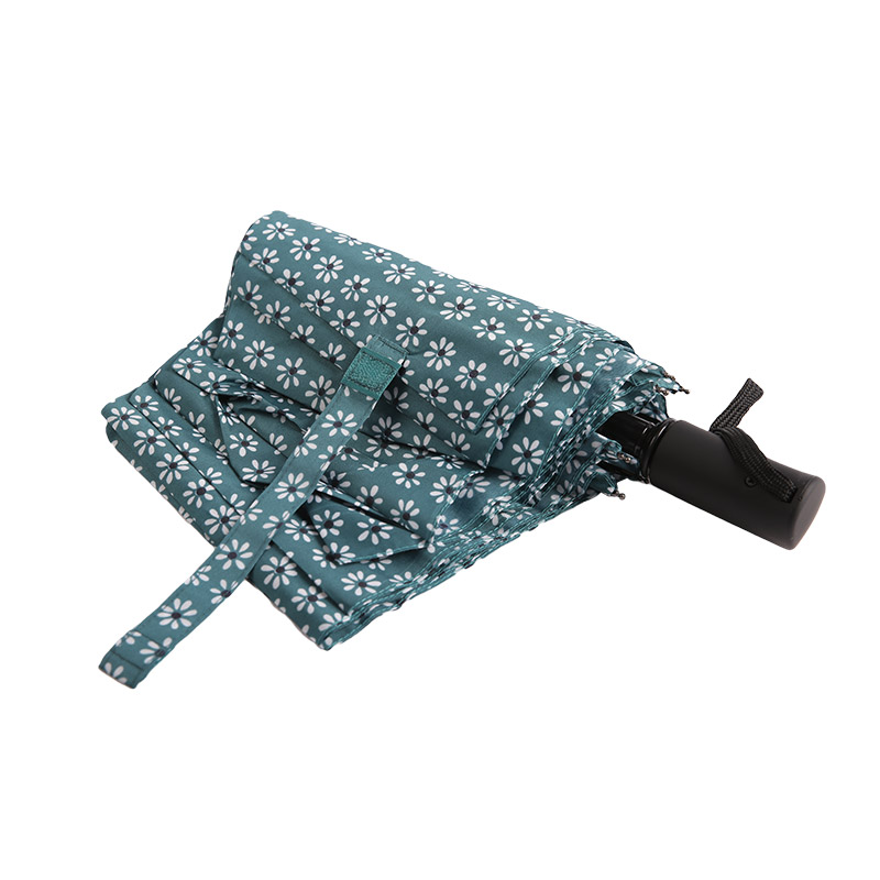 Green Fresh Floral Pongee ร่มพับ 3 ตอน-0E6B0512